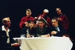 Piotr Adamczyk (Charon), Maja Komorowska (Ciocia Pola), Andrzej Zieliński (Lilek Czech), Krzysztof Stelmaszyk (Wiesio Litwiniec), stoją: Tomasz Borkowski (Kelner), Stanisław Górka, Jacek Bursztynowicz (Harmonista), - ''Wniebowstąpienie''<br/> fot. Michał Englert